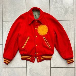 VINTAGE 1950s Wheeling College Wool Varsity Jacket Womens Size L Hatchers RARE